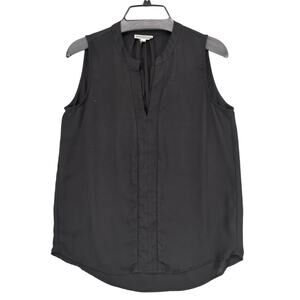 Pleione Women's S Black Chiffon Sleeveless Blouse Sheer V-Neck Career Office